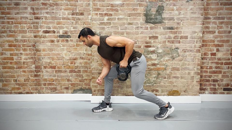 Tamir practices the mower row exercise