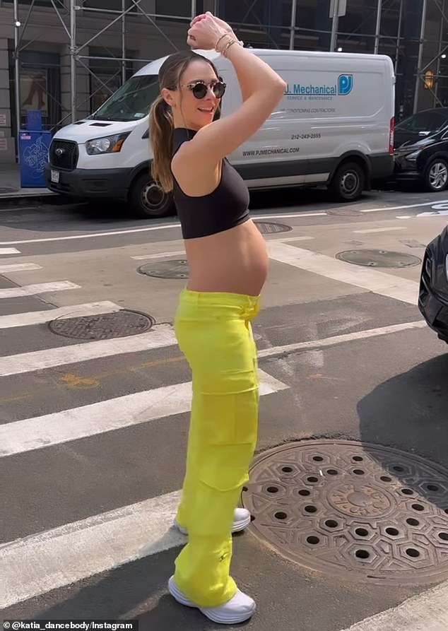 Since hitting the 21-week mark, Katia has been proudly flaunting her pregnant belly — in her classes and on the streets of NYC