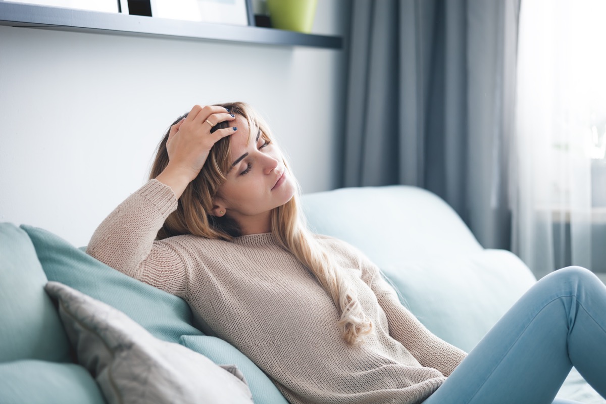 Woman fatigued by a long COVID illness